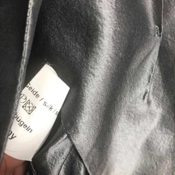 ULI SCHNEIDER Women Blazer Jacket Size 10 Silver 100% Silk - Picture 6 of 9